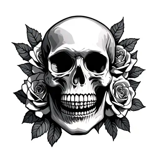 skull with roses - Variation 2