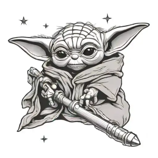 Baby Yoda with a magic wand - Variation 2