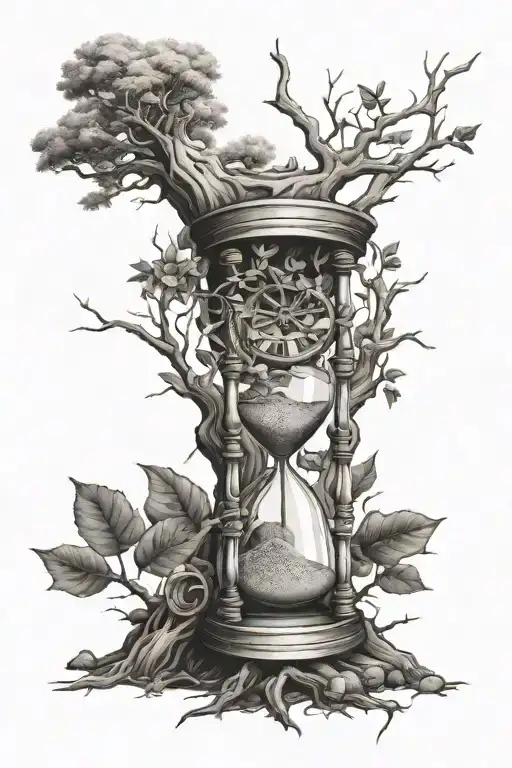 defoliated tree and broken sandless hourglass filled - Variation 2