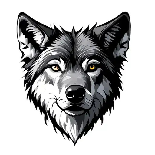 realistic gray wolf looking straight calm