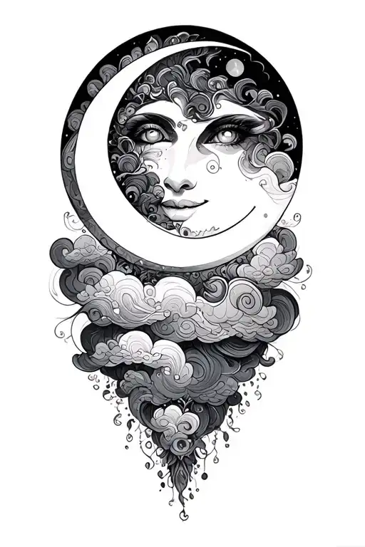 psychadelic clouds fantasy smiling moon