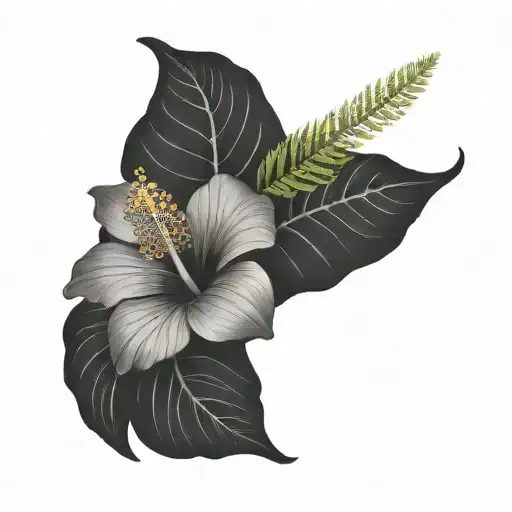 hibiscus, fern, Adam's rib - Variation 4
