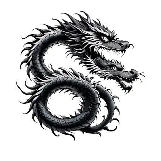 Japanese dragon intertwined - Variation 2