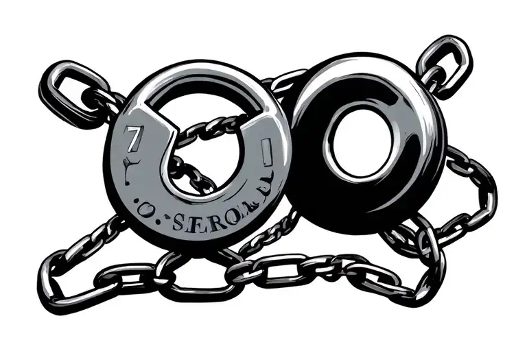 two combinationlocks on a chain forming the shape - Variation 2