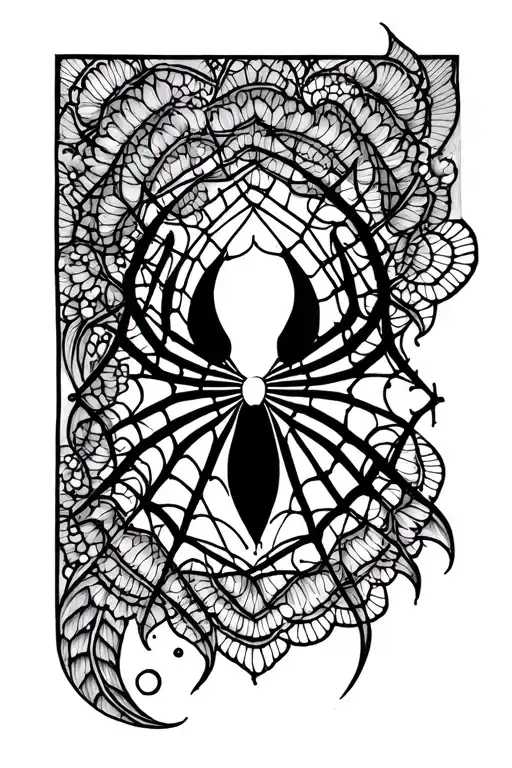 fineline lace spiderweb shoulder tattoo design - Variation 1