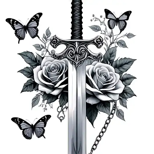 sword, roses, butterflies ans chains
