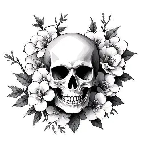 Sakura skull and flowers - Variation 2