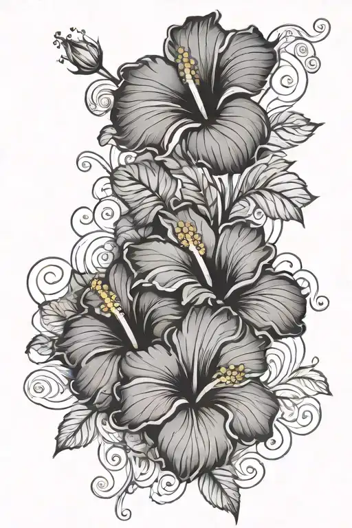  hibiscus flowers blooming with curve sleeve - Variation 2
