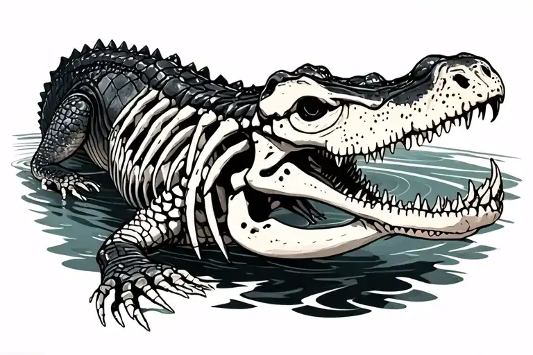 alligator swimming skeleton
