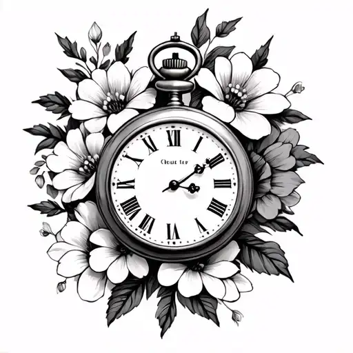 flowers with pocket watch - Variation 2