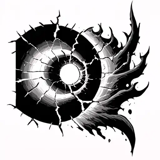 cracked circle tattoo - Variation 2