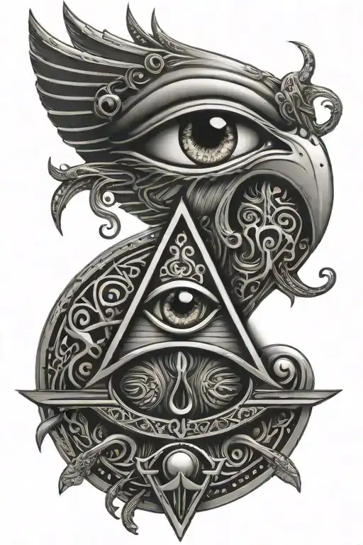 ankh eye of horus and eye of ra with detailed eyes