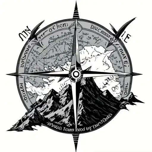 word map and compass surrounded my mountain - Variation 2