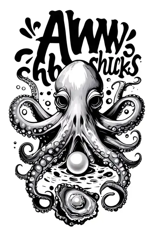 "Aww shucks" octopus and a oyster pearl inside - Variation 3