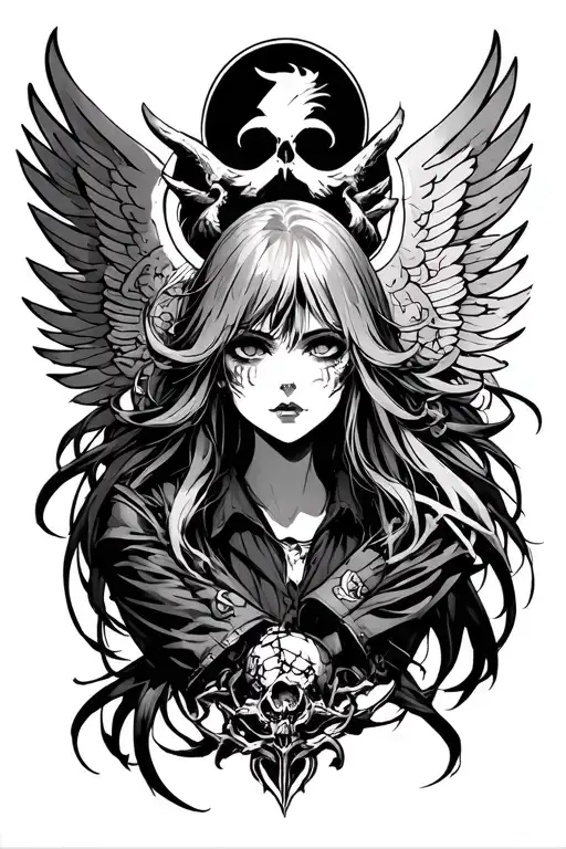 Anime style in gothic, meaning no surrender and freedom of the mind - Variation 3