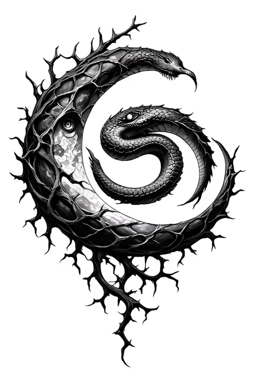vine thorn the moon is made of serpent snake made of vines and thorns