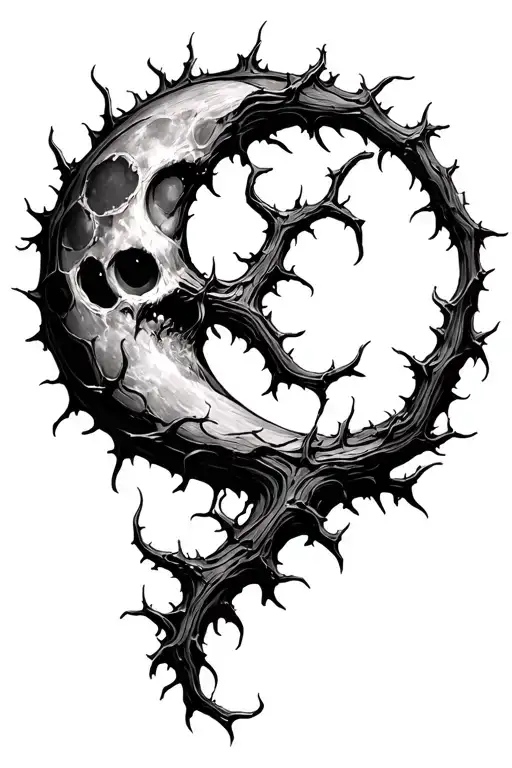 vine thorn the moon is extremely detailed high definition made of vines and thorns - Variation 2