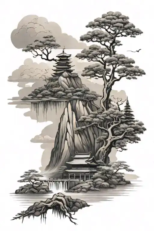 japanese landscape tattoo