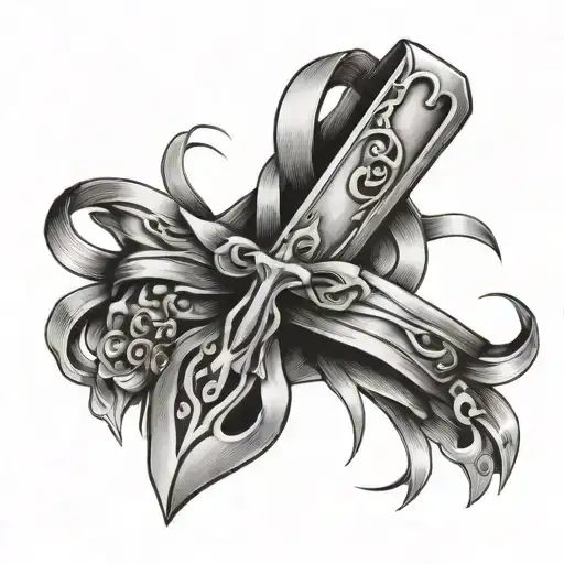 nail cross with lukemia ribbon wrapped - Variation 3