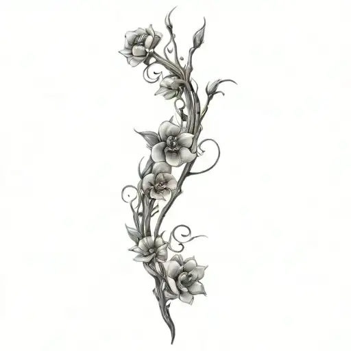 flowers and thorns, long tattoo design - Variation 4