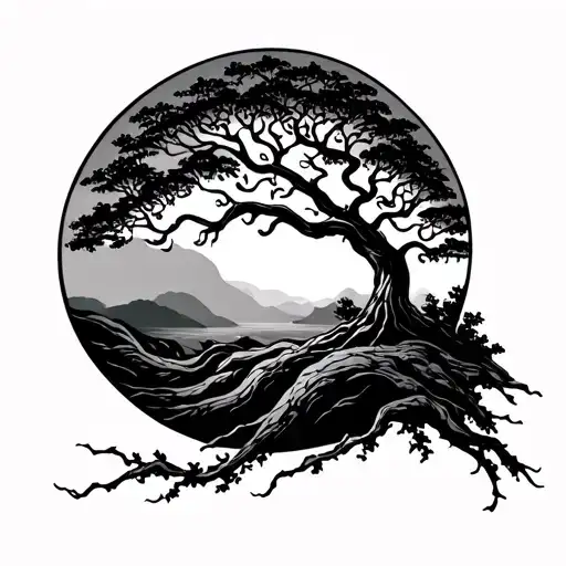 tree of life in a circular shape with nature in the background - Variation 2