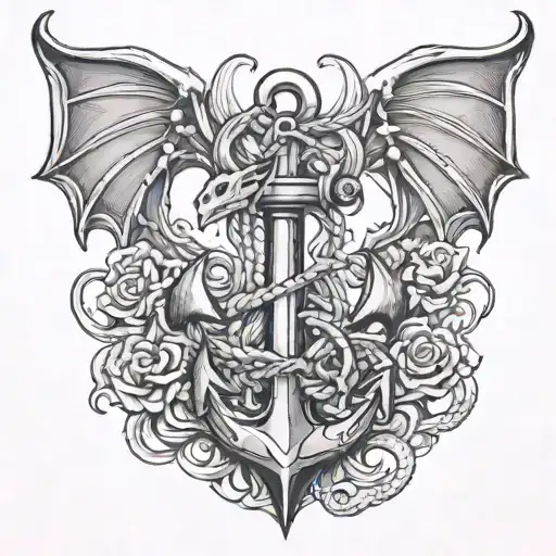 feminine anchor and dragon wrapped - Variation 2