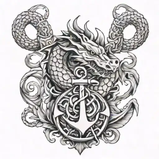 feminine anchor and dragon wrapped - Variation 4