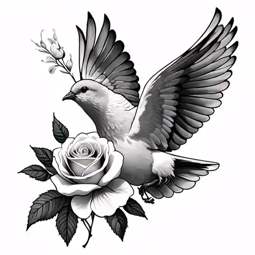lilly flower dove flying rose tattoo