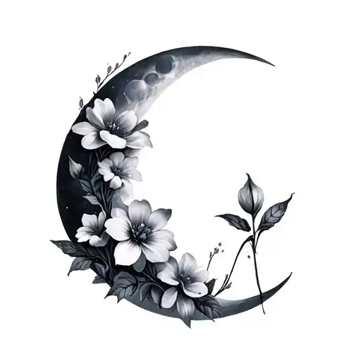 flowers with moon