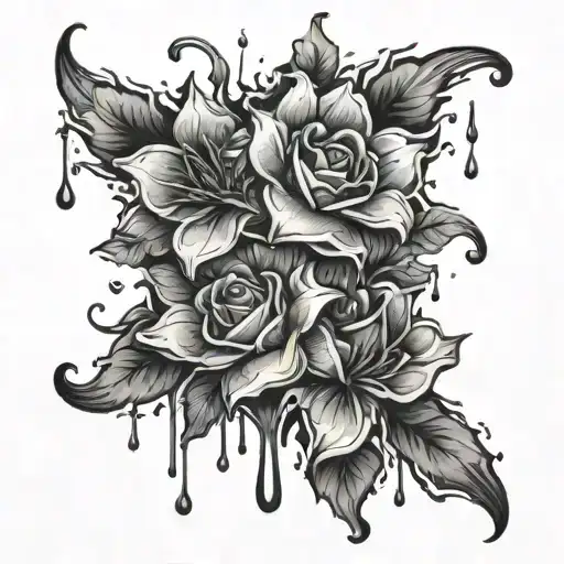 flowers with liquid dripping from the bottom - Variation 4