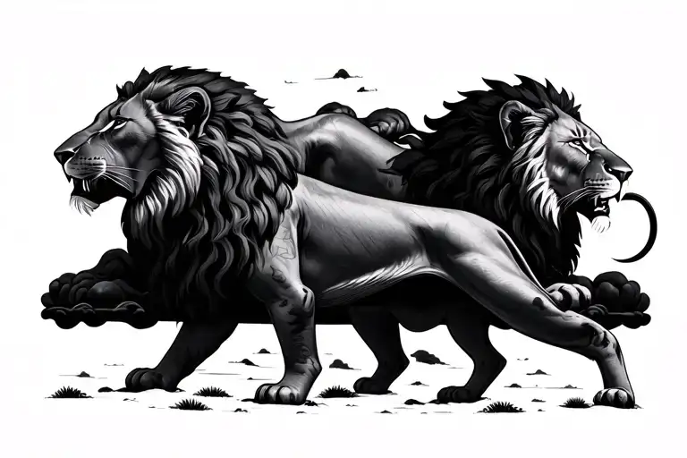 black sky with lions underneath