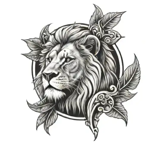 lion and cross tattoo - Variation 4