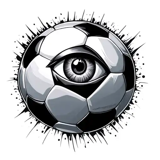 a soccer with an eye in it