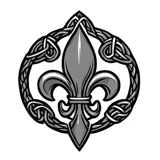 Fleur de Lis with celtic knot background black