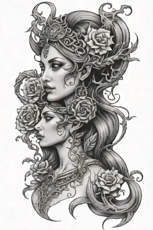 lillith goddess dark fantasy themed tattoo