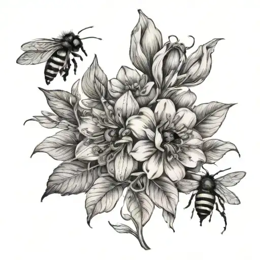 flowers with bee - Variation 2