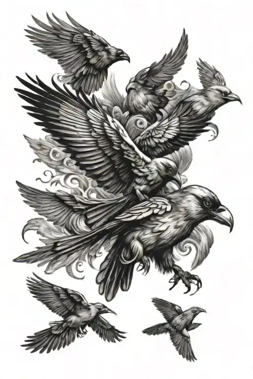 crows and angels flying
