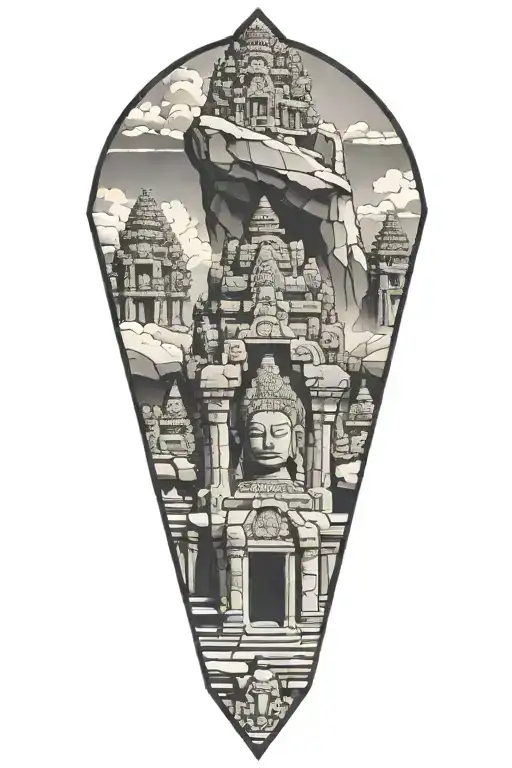 bayon temple in a frame