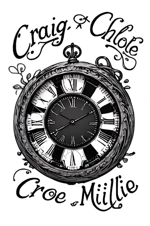 "Craig Chloe Millie" 3 clocks left shoulder - Variation 2