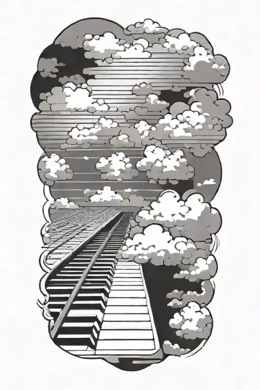 keyboard running down to wrist wrapping around forarm. clouds as filler