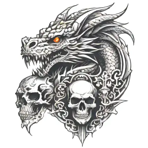 dragon and skulls - Variation 2
