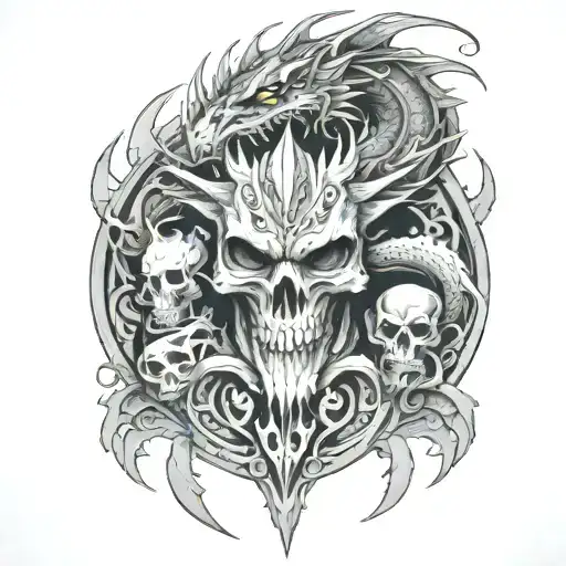 dragon and skulls - Variation 3