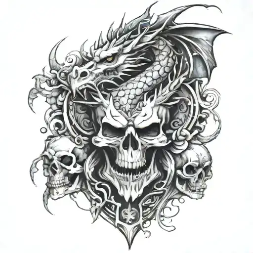 dragon and skulls - Variation 4