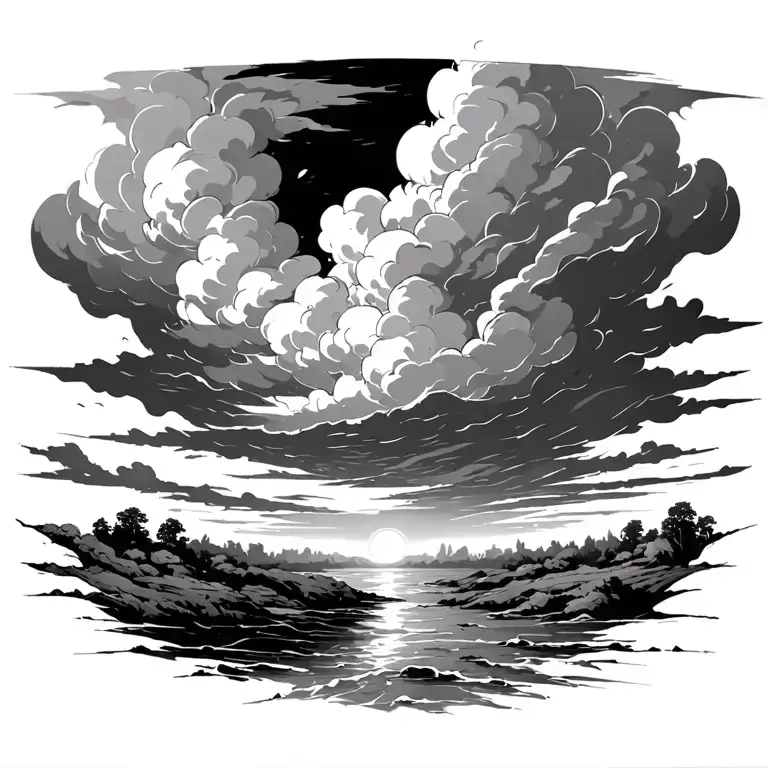 the beginning of angry storm clouds with sunshine fading off - Variation 7