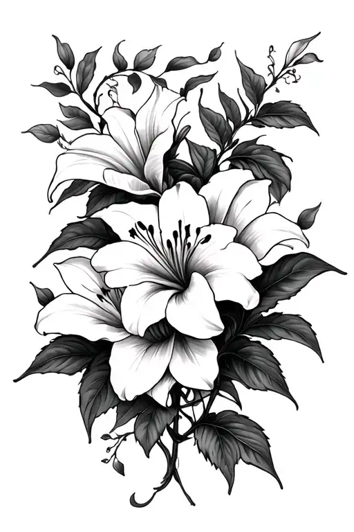 Lilly and vines intertwining