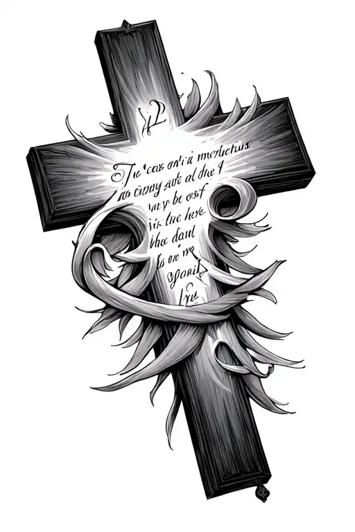 christain cross of light and a Bible verse intertwined - Variation 2