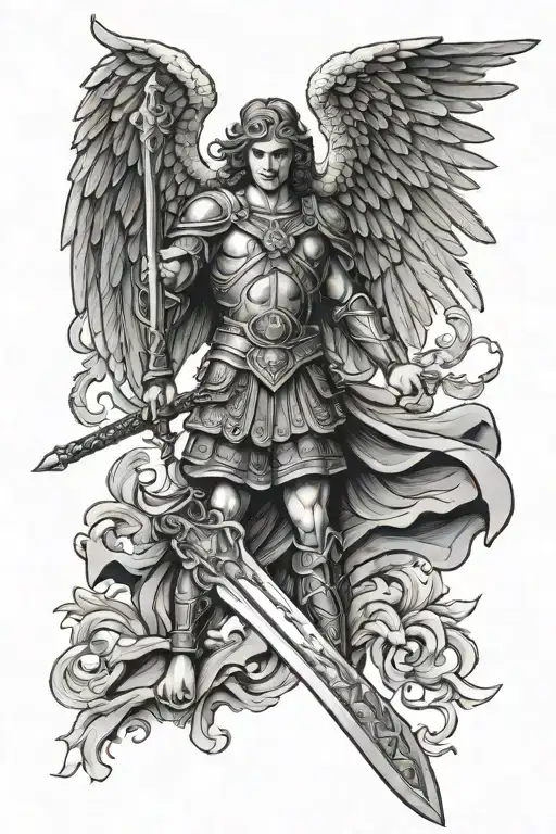 st michael wielding a sword - Variation 2