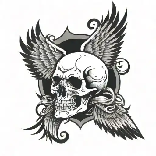 MASONRY SKULL WING BIKER - Variation 2