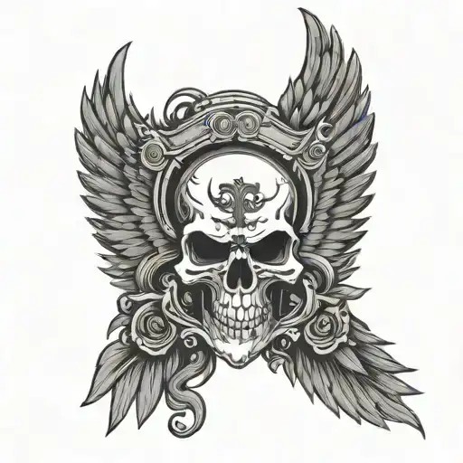 MASONRY SKULL WING BIKER - Variation 3