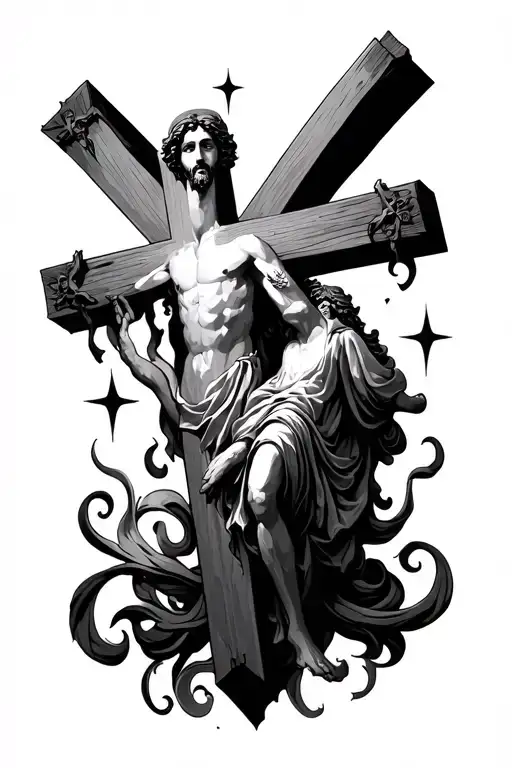 cross and God reaching - Variation 2